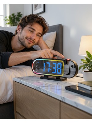 SDT LED Masa Saati Dijital Ekranlı 12 24 Saat Sıcaklık Göstergeli DS3827MASASAATI-4
