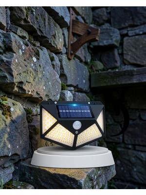 SDT Güneş Enerjili 100 LED Bahçe Lambası Uczduvarlambası1