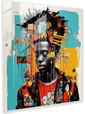 Popcas Basquiat Cam Tablo - Farklı Stil Koleksiyon - Modern Sanat Canlı Renkler
