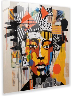 Popcas Graffiti Fusion Cam Tablo - Basquiat Duvar Dekorasyonu Cam Duvar Sanatı