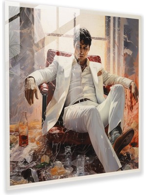 Popcasso Tony Montana Son Sahne Cam Tablo - Modern Sanat Temalı Dekoratif Cam Tablo