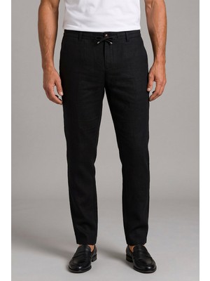 Bisse Siyah Keten Jogger Ipli̇ Spor Pantolon PNS26Y26109_D-90