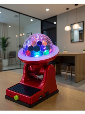 Maribel 360° Rgb LED Disco Işığı Ayarlanabilir Başlıklı Güneş Enerjili Projektör Lamba