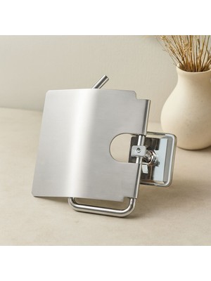 Marsilyan Geniş Kapaklı Metal Wc Kağıtlığı (Yapışkanlı Montaj)
