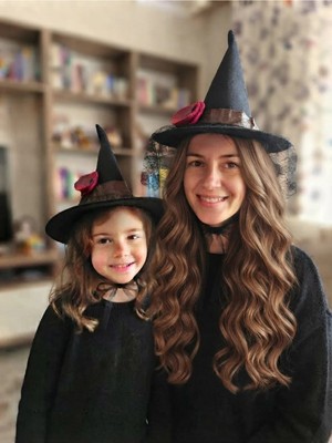 Retro Women Siyah Keçe Özel Tasarım Kutlama Kostüm Doğum Günü Cadılar Bayramı Etkinlik Aksesuar Dekoratif Yılbaşı Halloween Cadı Şapkası
