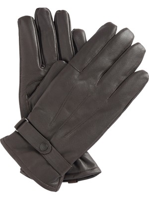 Barbour Burnished Deri Eldiven BR71 Dk.brown
