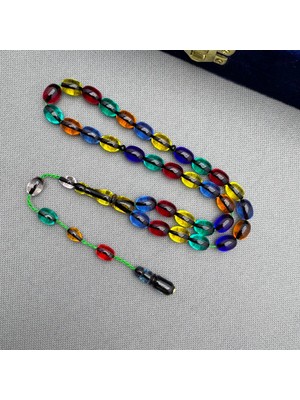 Aslan Tespih Enes Abdo Usta Işçilikli Kapsül Kesim Multi Color Renk Karması Kapsül Kesim Ateş Kehrib