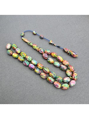 Aslan Tespih Dalgıç Usta Usta Işçilikli Özel Seri Multi Color Fransız Galalith ( Galanit ) Tespih