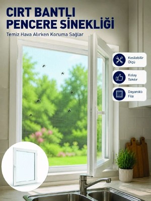 Royaleks Şeffaf File Yapılı Cırt Bantlı Pencere Sinekliği Pratik Kullanım