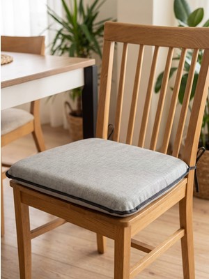 Mor Minder Bahçe Balkon Mutfak Kreş Sandalye Minderi Fermuarlı 40X40 6 Adet Düz Açık Yeşil  5 cm Gri Sünger
