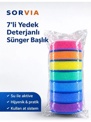 Sorvia Yedek Sünger Kartuş 7 Adet Deterjanlı Yapı ile Hijyenik Temizlik İçin Uyumlu