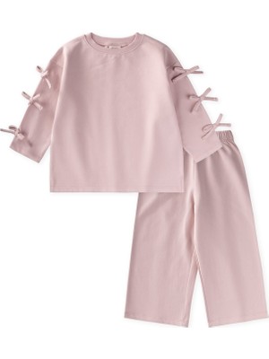 Cigit Şardonlu Sweatshirt Takım 2-8 Yaş Pudra Pembe