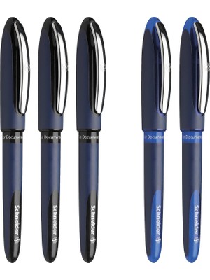 Str Store Schneider One Business Roller Kalem, Ultra Pürüzsüz 0,6 mm Uç, 5 Kalem, 3 Siyah, 2 Mavi