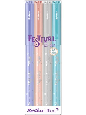 Str Store Festival Jel Kalem 0.7 mm Pastel Renkler 4'lü Blıster