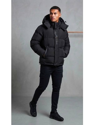 Rex Moda Kapüşonlu Kamuflaj Desenli Unisex Şişme Mont