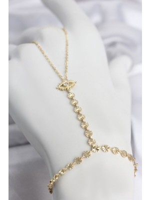 Marsilyan Gold Renk Pirinç Zirkon Taşlı Göz Model Şahmeran