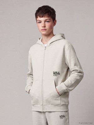 LC Waikiki Lcw Kids Bej Erkek Çocuk Kalın Fermuarlı Sweatshirt