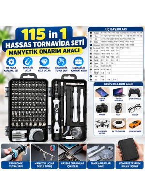 Svoria Store Hassas Tornavida Seti Bilgisayar Pc Telefon Onarım Aracı Seti Manyetik 115 In 1 Tornavida Seti