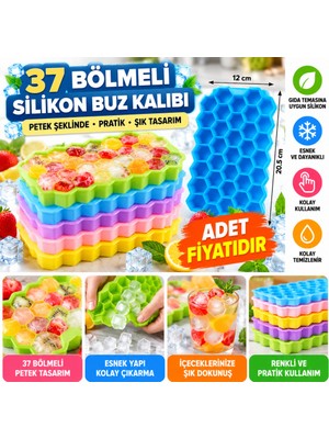 Sepetopia 37 Bölmeli Slikon Petek Şeklinde Buz Kalıbı - Stokta Olan Renk Gönderilir (Adet Fiyatıdır)