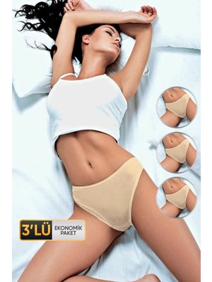 Çift Kaplan Kadın Bikini Ten Külot 515 3'lü Ekonomik Paket