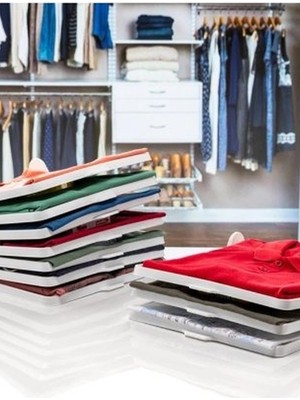 Marsilyan Katlanabilir Plastik Tişört Düzenleyici Aparat - 1 Adet, Dolap Içi Organizer BX-313490