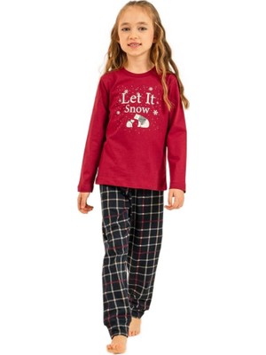 Arnetta Kız Çocuk Bordo Uzun Kol Pijama Takımı 3730-G