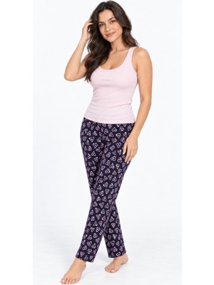 Fit Women Kadın Trend Günlük Bluz Pembe Desenli Pijama Takımı