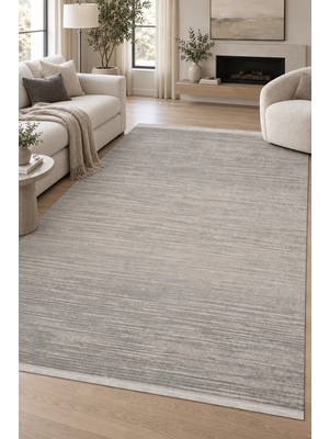 Hann Home Collection Sezaı Modern Gri Salon Oturma Odası Halısı Robot Süpürge Uyumlu Triko Akrilik Kolay Temizlenebilir
