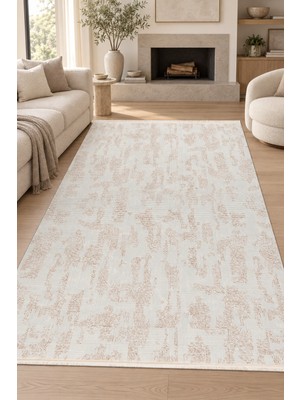 Hann Home Collection Vonal Vizon Krem Özel Ölçü Salon Oturma Yatak Odası Halısı Robot Süpürge Uyumlu Kolay Temizlenebilir