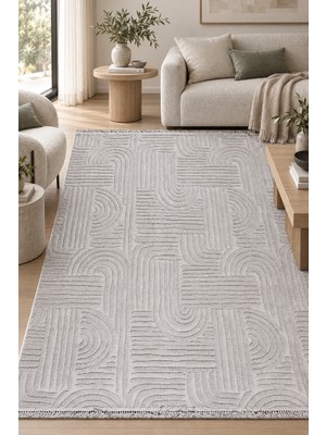 Hann Home Collection Helios Gri Özel Ölçü Salon Oturma Odası Koridor Halısı Robot Süpürge Uyumlu Kolay Temizlenebilir Uyg