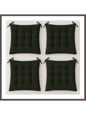 Bezos 4’lü Kapitone Bağcıklı Sandalye Minderi · 40 × 40 × 3 cm | Zeytin Yeşili | 40 × 40 × 3 cm · 4 Adet ECO123