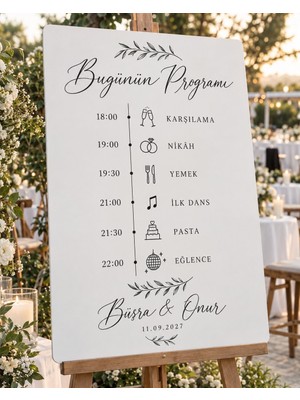 Evlilik Sepetim Düğün Akış Programı Panosu - Kişiye Özel Mdf