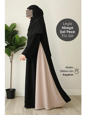 Asilnur Leyla Abaya Şal Peçe 3'lü Set Siyah