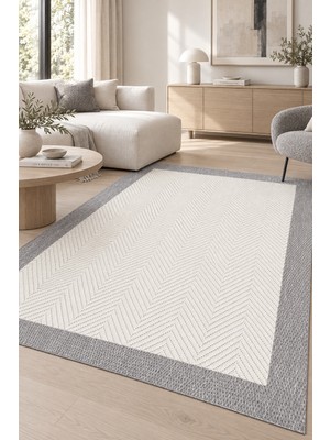 Pera Halı Kendo Modern Sisal Görünümlü Polyester Halı Krem Gri Robot Süpürge Uyumlu Kolay Temizlenebilir Mutfa