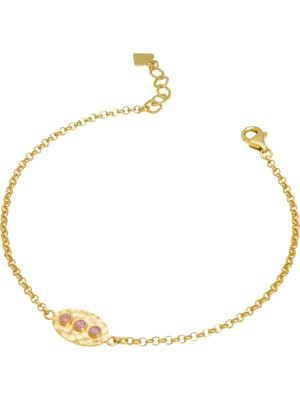 Debora Jewelry 14 Ayar Altın Pembe Taşlı Zincir Bileklik