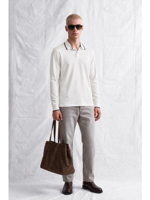 Tena Erkek Ekru Ayaklı Yaka Tek Sedef Çıtçıtlı Oysho Sweatshirt