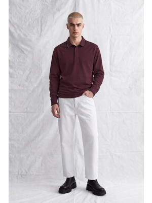 Tena Erkek Bordo Ayaklı Yaka Tek Sedef Çıtçıtlı Oysho Sweatshirt
