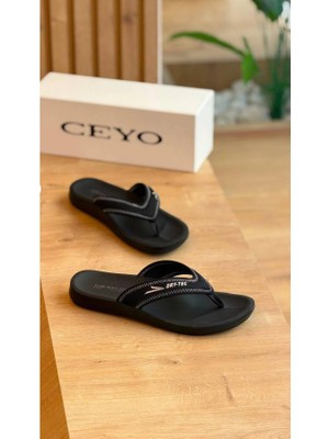 Ceyo 6100-29 Siyah  Parmak Arası Erkek Terlik