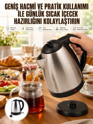 Hace Bazaar Kettle Su Isıtıcı C F Priz Uyumlu 220 - 240 V Paslanmaz Çelik Kablolu