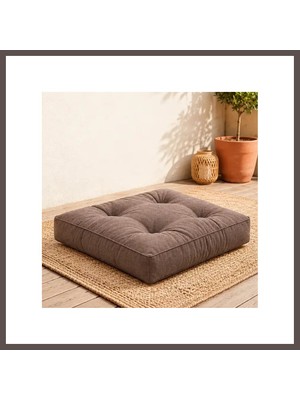 Bezos Kapitone Kare Yer Minderi · 60 × 60 × 5 cm | Kahve | Iç Mekân ECO123