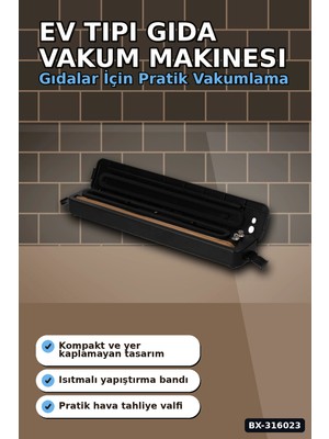 Hace Bazaar Gıda Vakum Makinesi - Ev Tipi Poşet Vakumlama ve Güçlü Yapıştırma Cihazı BX-316023