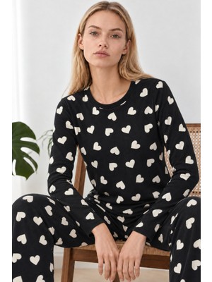 Eser Butik Kadın Desenli Ikili Çok Renkli Rahat Pijama Takımı 4826
