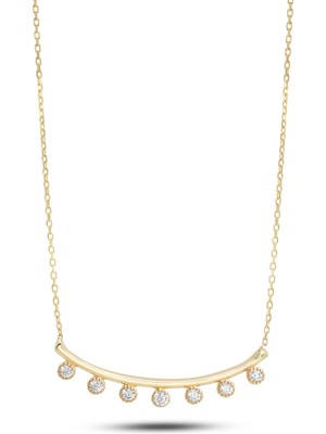Debora Jewelry 14 Ayar Altın Zirkon Taşlı Modern Tasarım Kolye