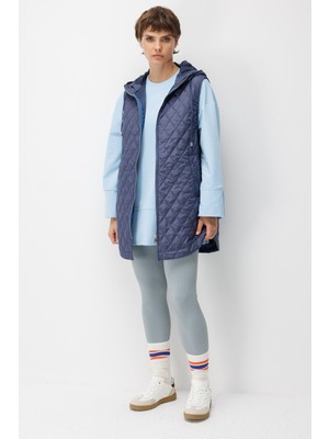 Micca Zipper Yan ve Ön Özel Fermuar Detaylı Zamansız Yelek-Indigo-1