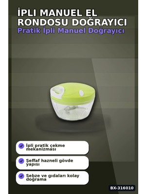 Hace Bazaar Ipli Manuel El Rondosu 3 Paslanmaz Çelik Bıçaklı Sebze Soğan Doğrayıcı BX-316010