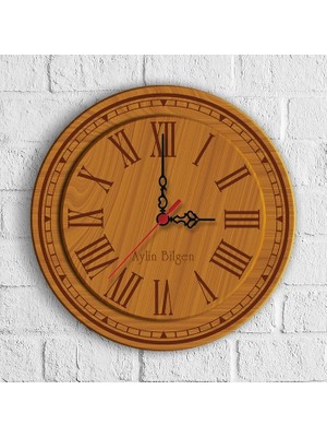 BK Gift Kişiye Özel Ağaç Doku Tasarımlı Ahşap Duvar Saati (30 Cm.) - 2