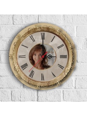BK Gift Kişiye Özel Eskitme Metal Tasarımlı Ahşap Duvar Saati (30 Cm.) - 1