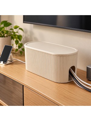 Die Grup Kapaklı Kablo Düzenleyici Kutusu Priz ve Adaptör Saklama 33X14X13 cm