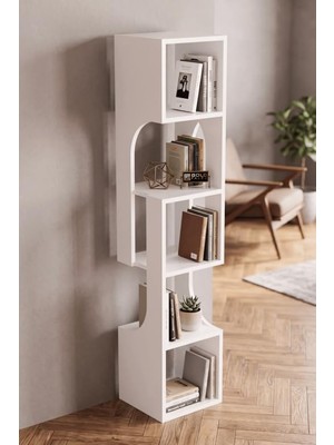 Falez Kitaplık Ahşap Dekoratif Raf 5 Katlı Modern Çok Amaçlı Kitaplık Salon Ofis Kitaplığı