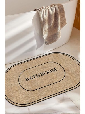 Dijital Kaymaz Yıkanabilir Jüt Görünümlü Bath Modern Banyo Paspası Banyo Halısı Klozet Tak�